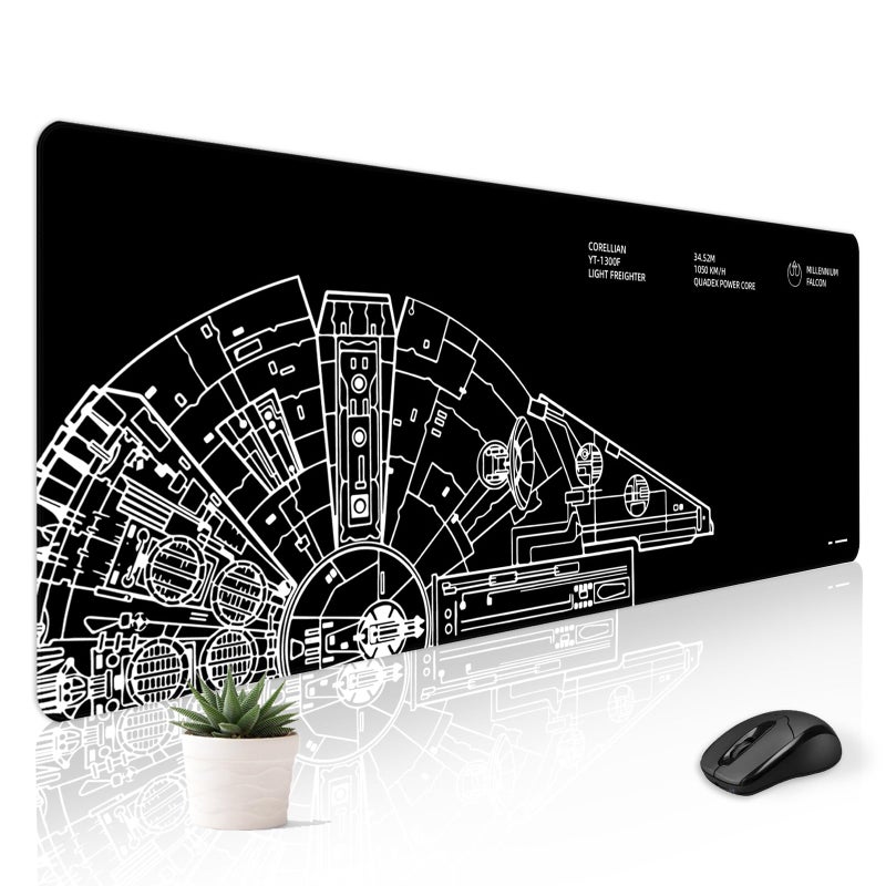 Stanoha Mousepad Desk Mat Gaming Large Keyboard Cute Office Desktop Computer Laptop Black XXL Long Giant Big Cool Modern Design Unique for Women Girls Men Boys Gamer Oversized Wide 30x12'' Mousepad - Image 1