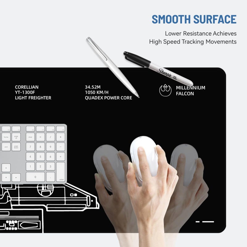 Stanoha Mousepad Desk Mat Gaming Large Keyboard Cute Office Desktop Computer Laptop Black XXL Long Giant Big Cool Modern Design Unique for Women Girls Men Boys Gamer Oversized Wide 30x12'' Mousepad - Image 3