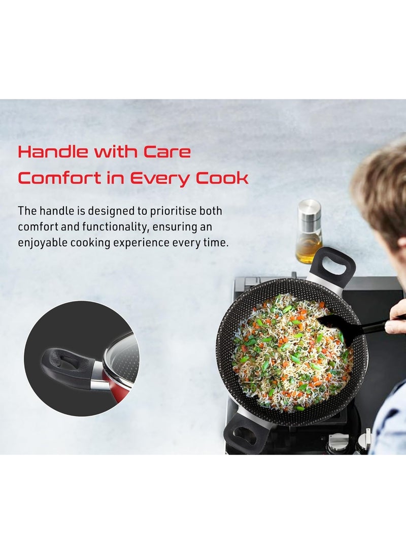 T-Fal Simply Chef 20 cm Kadhai with Glass Lid| Titanium Non-Stick Coating | Thermo Signal Technology | All Hob Compatible | Even Heat Distribution | 100% PFOA Safe | Metal Spatula Friendly - Image 2