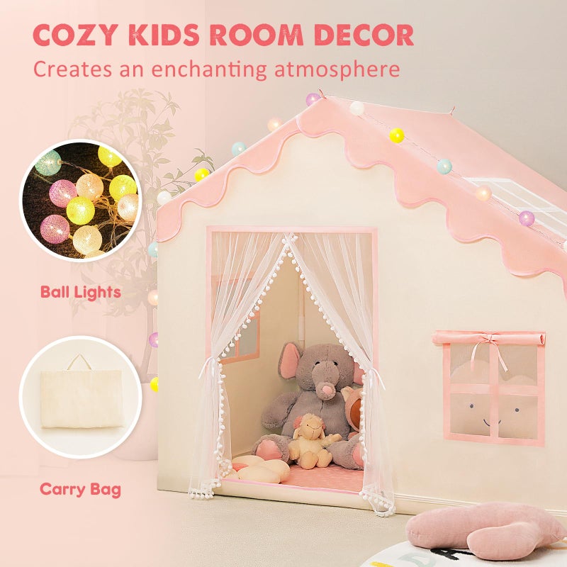 PIIKAGO Play Tent for Kids - Kids Tent Indoor with Mat and Ball Lights, Toddler Tent for Kids Ages 3-8, Kids Playhouse for Girls, 57" x 35" x 47" (Pink) - Image 4