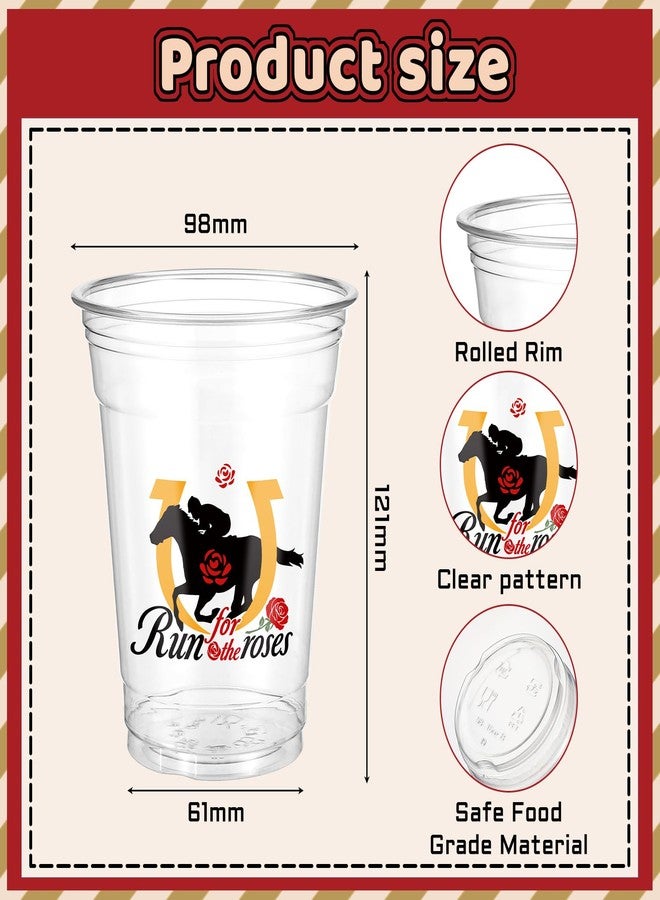 Rtteri 100 Pcs Derby Disposable Plastic Cups Bulk 16 oz Large Horse Racing Party Disposable Clear Cups for Derby Day Horse Racing Party Decorations Supplies - Image 2