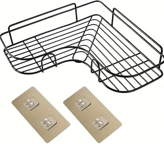 ALF Drill Free Corner Shelf for Bathroom Wall/Bathroom Organizer Without Drill/Kitchen Shelf - Pack of 2 (Black,CDS Powder Coated) - Image 5