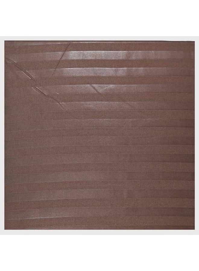 فابينني طقم ملاءة سرير فردي مع غطاء وسادة واحد 50×75 سم، مصنوع من ألياف دقيقة 100%، مقاس 155×240 سم، ملاءة مسطحة مخططة 1 سم، طقم ملاءة سرير مزدوج ناعم للفنادق والمنزل، بني غامق - Image 2