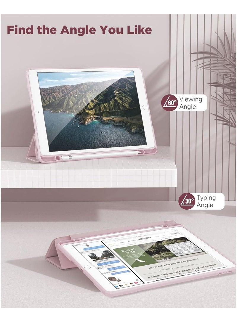 ELTRAZONE Case for iPad 9th Generation 2021/iPad 8th Generation 2020/iPad 7th Generation 2019 10.2 inch with Pencil Holder, Slim Protective Cover with Clear Back Shell, Auto Wake/Sleep, (Pink) - Image 5