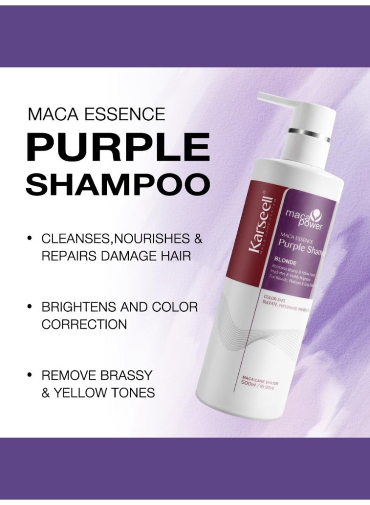 Karseell Purple Shampoo 500ml – Sulfate-Free Toning Shampoo for Blonde, Platinum, Silver, Grey & Color-Treated Hair – Anti-Yellow, Anti-Brass, Restores Shine & Softness, Professional Hair Care Solution - Image 3