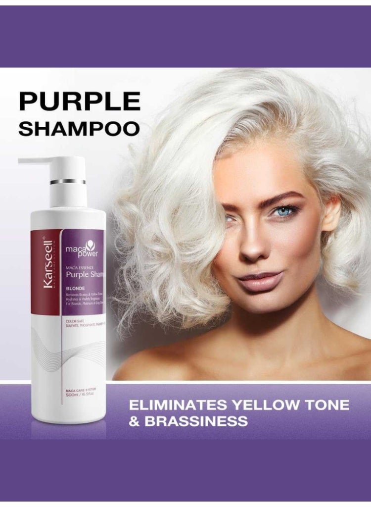 Karseell Purple Shampoo 500ml – Sulfate-Free Toning Shampoo for Blonde, Platinum, Silver, Grey & Color-Treated Hair – Anti-Yellow, Anti-Brass, Restores Shine & Softness, Professional Hair Care Solution - Image 5