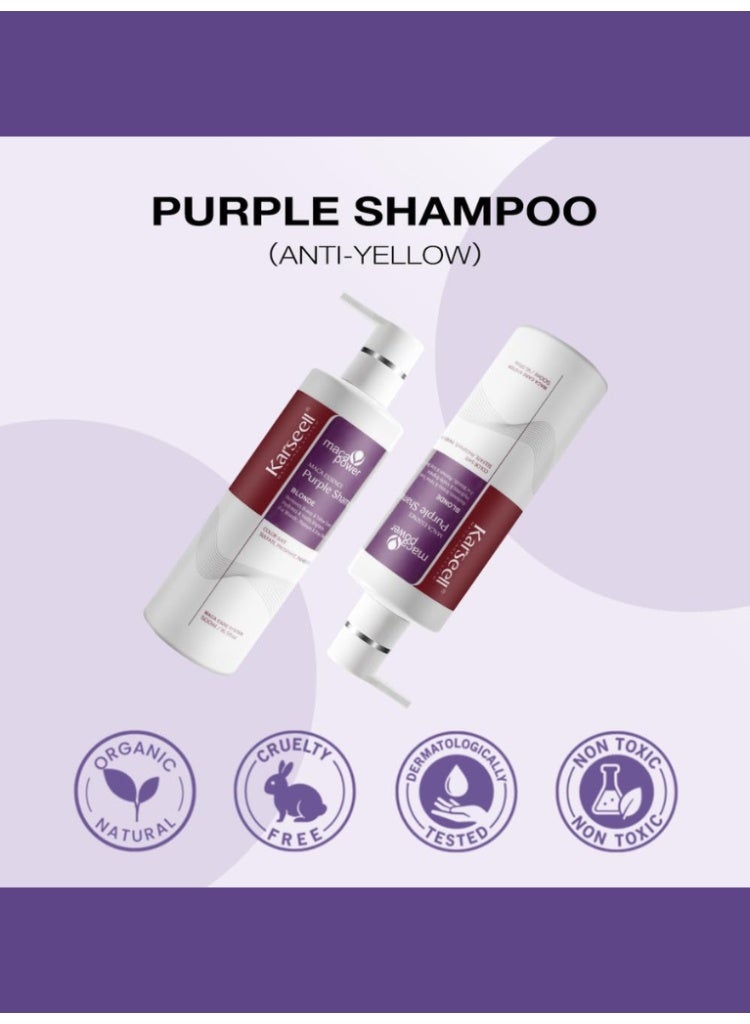 Karseell Purple Shampoo 500ml – Sulfate-Free Toning Shampoo for Blonde, Platinum, Silver, Grey & Color-Treated Hair – Anti-Yellow, Anti-Brass, Restores Shine & Softness, Professional Hair Care Solution - Image 4