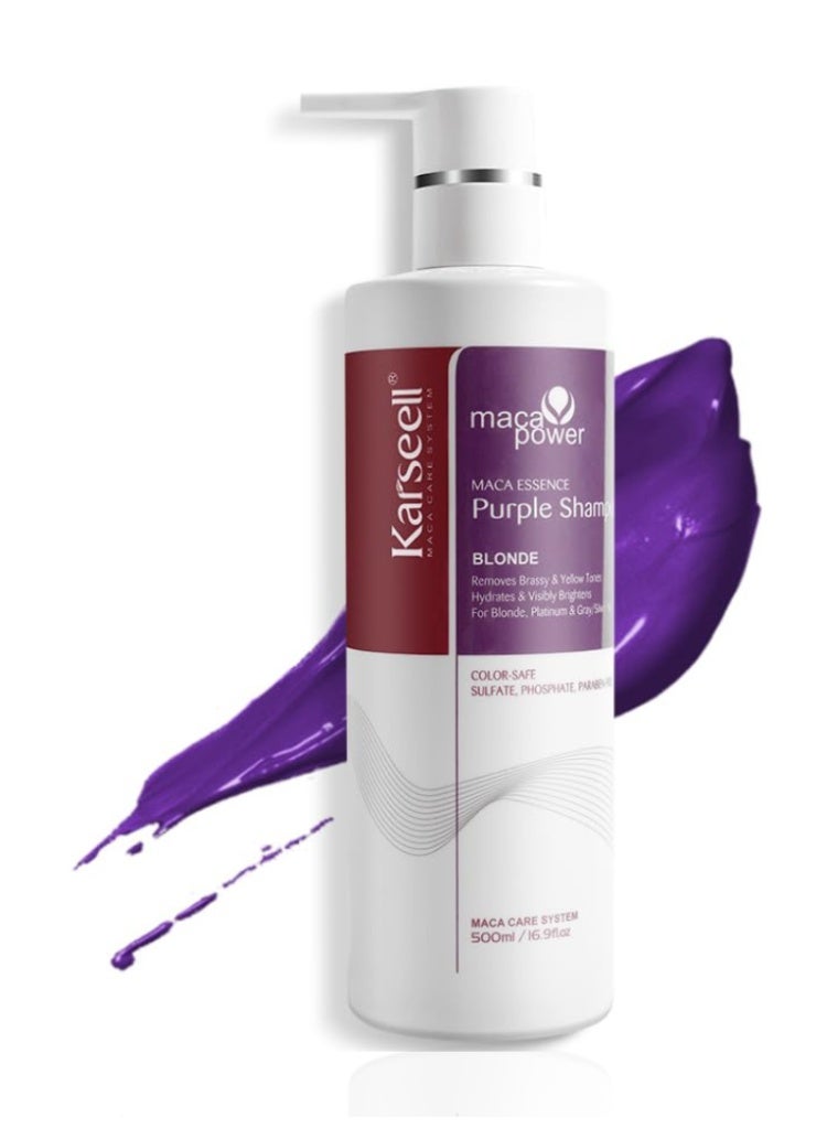 Karseell Purple Shampoo 500ml – Sulfate-Free Toning Shampoo for Blonde, Platinum, Silver, Grey & Color-Treated Hair – Anti-Yellow, Anti-Brass, Restores Shine & Softness, Professional Hair Care Solution - Image 1