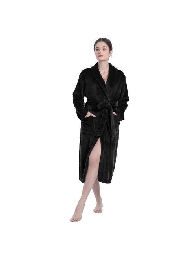 Eonkasp Plush Soft Robes for Women, Premium Fleece Womens Robe Cozy Warm Bathrobe, Black, XXL-3XL - Image 5
