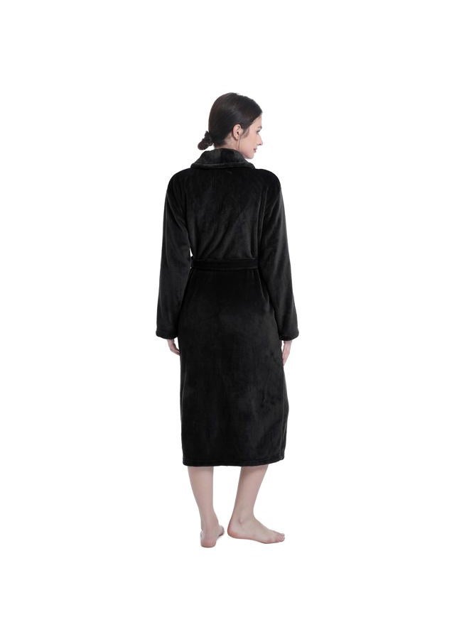 Eonkasp Plush Soft Robes for Women, Premium Fleece Womens Robe Cozy Warm Bathrobe, Black, XXL-3XL - Image 2