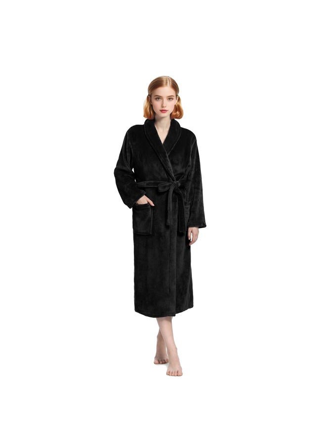 Eonkasp Plush Soft Robes for Women, Premium Fleece Womens Robe Cozy Warm Bathrobe, Black, XXL-3XL - Image 1