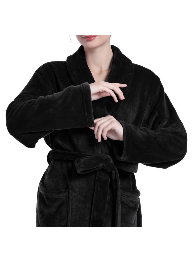 Eonkasp Plush Soft Robes for Women, Premium Fleece Womens Robe Cozy Warm Bathrobe, Black, XXL-3XL - Image 3