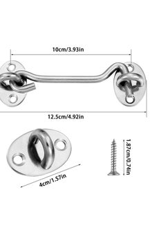 Y&D Cabin Hook 2 Pack 3'' Barn Door Lock Heavy Duty Solid Thicken Stainless Steel Gate Latch Add More Security and Privacy Eye Latches Bolt for Locks Silver  - Image 5