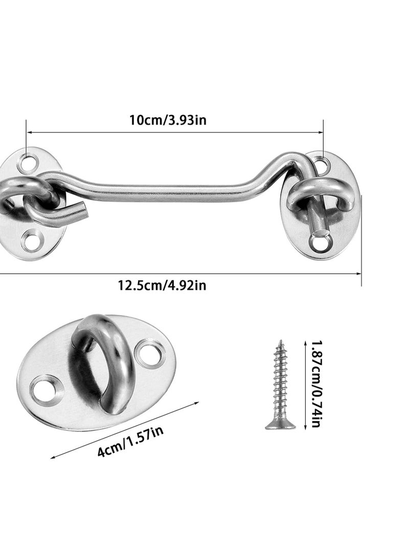 Y&D Cabin Hook 2 Pack 3'' Barn Door Lock Heavy Duty Solid Thicken Stainless Steel Gate Latch Add More Security and Privacy Eye Latches Bolt for Locks Silver  - Image 5