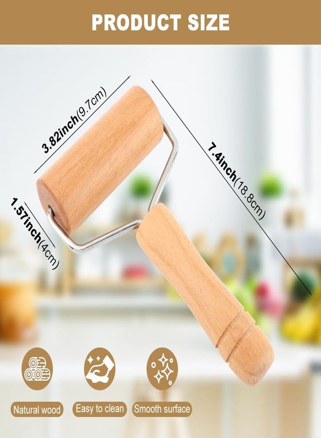 Ranjaner Small Rolling Pin Pizza Roller, Wooden Dough Roller Non-Stick T-Type, Dough Baker Roller Set for Home Kitchen Baking Cooking - Image 4