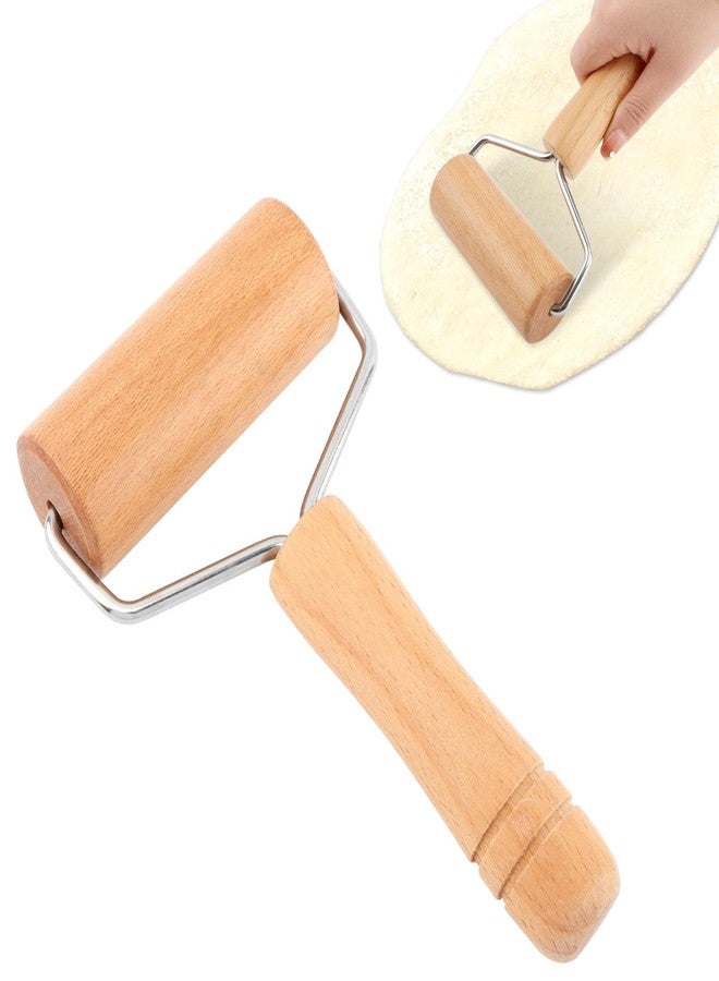 Ranjaner Small Rolling Pin Pizza Roller, Wooden Dough Roller Non-Stick T-Type, Dough Baker Roller Set for Home Kitchen Baking Cooking - Image 1