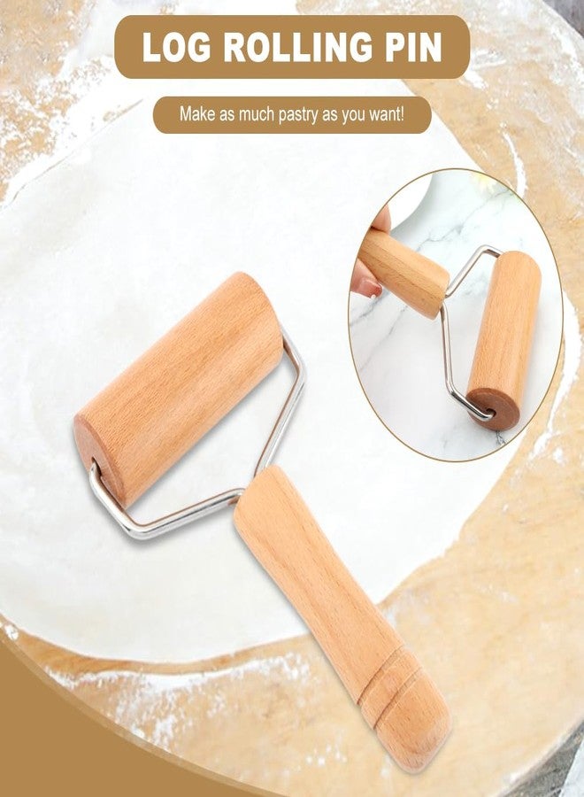Ranjaner Small Rolling Pin Pizza Roller, Wooden Dough Roller Non-Stick T-Type, Dough Baker Roller Set for Home Kitchen Baking Cooking - Image 5