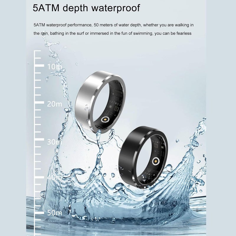 Zopsc Smart Health Ring Tracker, 50M Waterproof Fitness Ring with Bluetooth 5.1, Sleep & Sports Monitor for Men Women - Image 5
