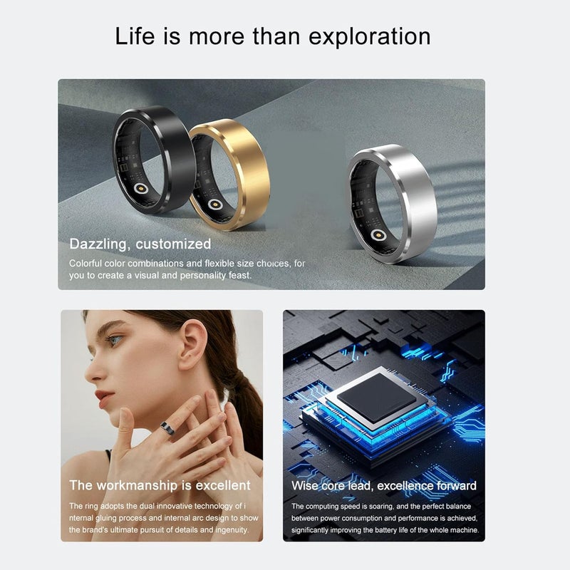 Zopsc Smart Health Ring Tracker, 50M Waterproof Fitness Ring with Bluetooth 5.1, Sleep & Sports Monitor for Men Women - Image 4