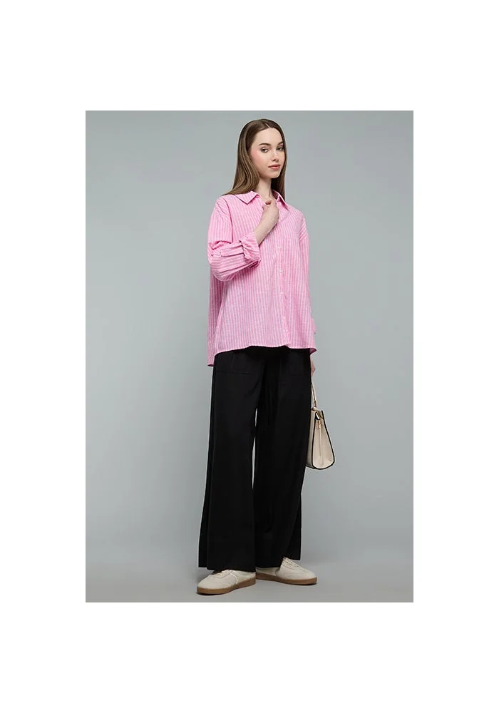R&b Solid Wide Leg Trousers with Drawstring Waist