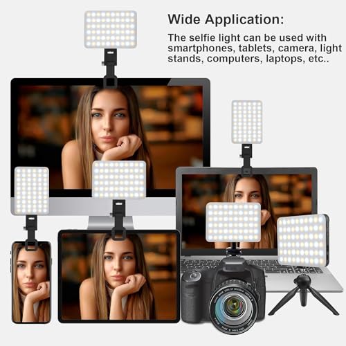 Adofys LED Portable Selfie Light Video Conference Lighting with Clip & Camera Tripod Adapter Rechargeable 2000mAh CRI 95+, 3 Light Modes for Phone iPhone Webcam Laptop Photo - Image 3