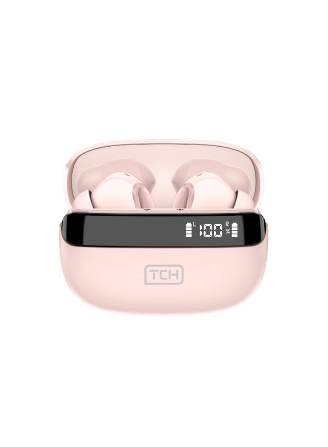 TCH Wireless Earbuds L10 ANC PINK - Active Noise Cancellation, HiFi Audio Sound Quality, Powerful Bass, Bluetooth 5.3 with AI Calls, 4 Mics, IPX4 Water Resistant, 30H Battery Standby, LED Display, Smart Touch Controls- Android-IOS - Image 4