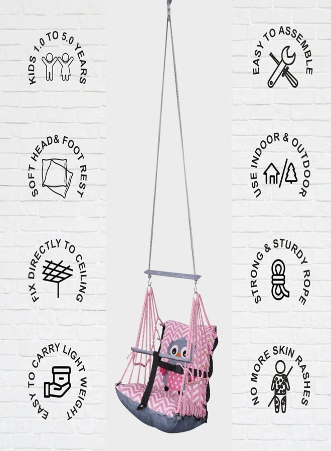 Windson Craft® Cotton Baby Swing for Kids jhula 1-5 Years Swings Cradle Chair uyyala New Born Baby Gifts Foldable and Washable with Safety Belt, Home & Garden (Best Ullu) - Image 4
