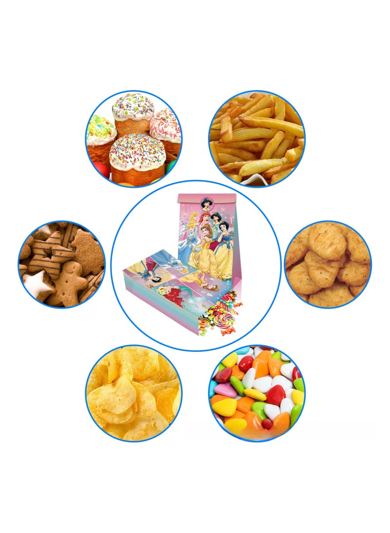 عام 12 قطعة من حقائب ورق كرتونية مطبوعة بنماذج كرتونية،مع قبضات، و١٨ لصاقة، مناسبة لأكياس هدايا حفلات أعياد ميلاد الفتيات، أكياس هدايا الحفلات، أكياس الهدايا، وأكياس الحلوى. - Image 3