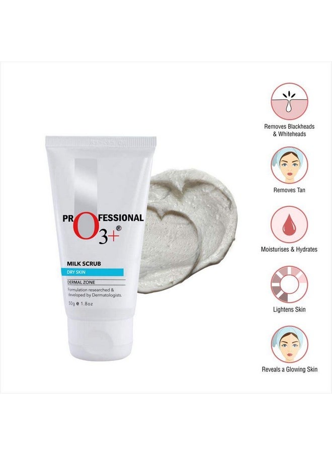 O3+ Milk Scrub Enriched With Macadamia Nuts Extracts For Clean & Bright Complexion, 50G  - Image 2