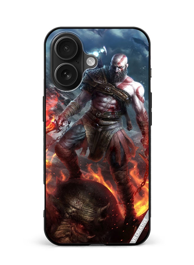 Protective Case Cover For Apple iPhone 16 Plus Kratos God Of War Game Design Multicolour