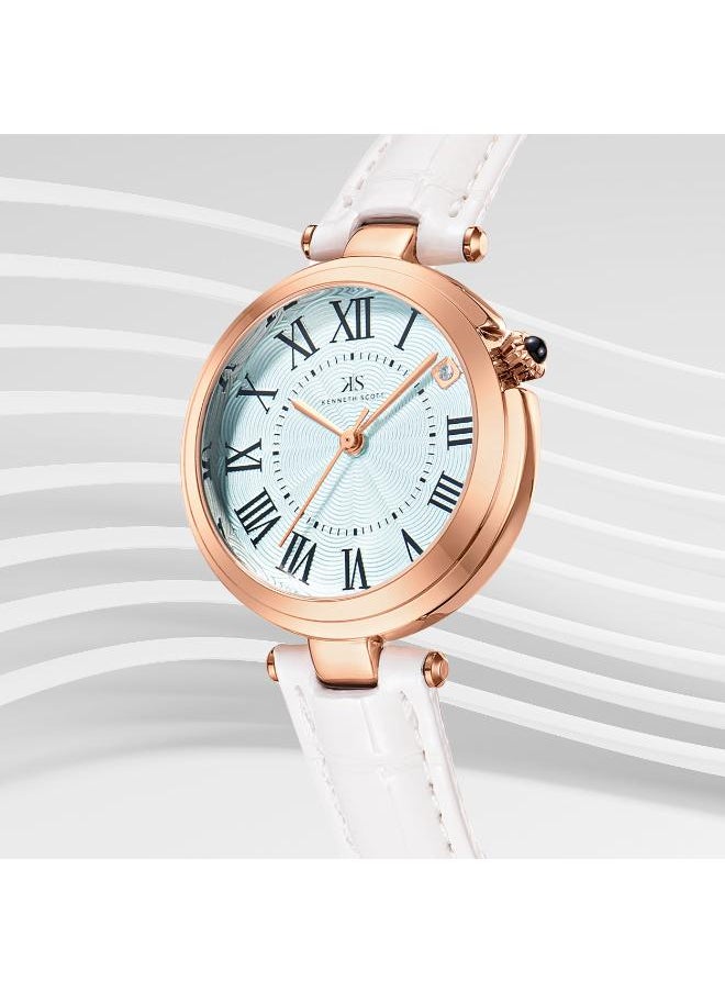 KENNETH SCOTT Kenneth Scott K24510-RLWL Women's Analog Display Watch & Polyurethane Strap White  - Image 3