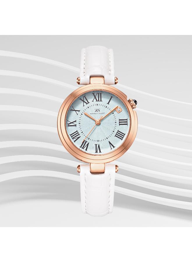 كينيث سكوت ساعة كينيث سكوت نسائية بعقارب وسوار بولي يوريثين أبيض - Image 2