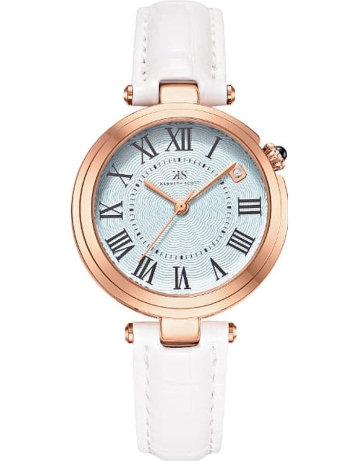 كينيث سكوت ساعة كينيث سكوت نسائية بعقارب وسوار بولي يوريثين أبيض - Image 1