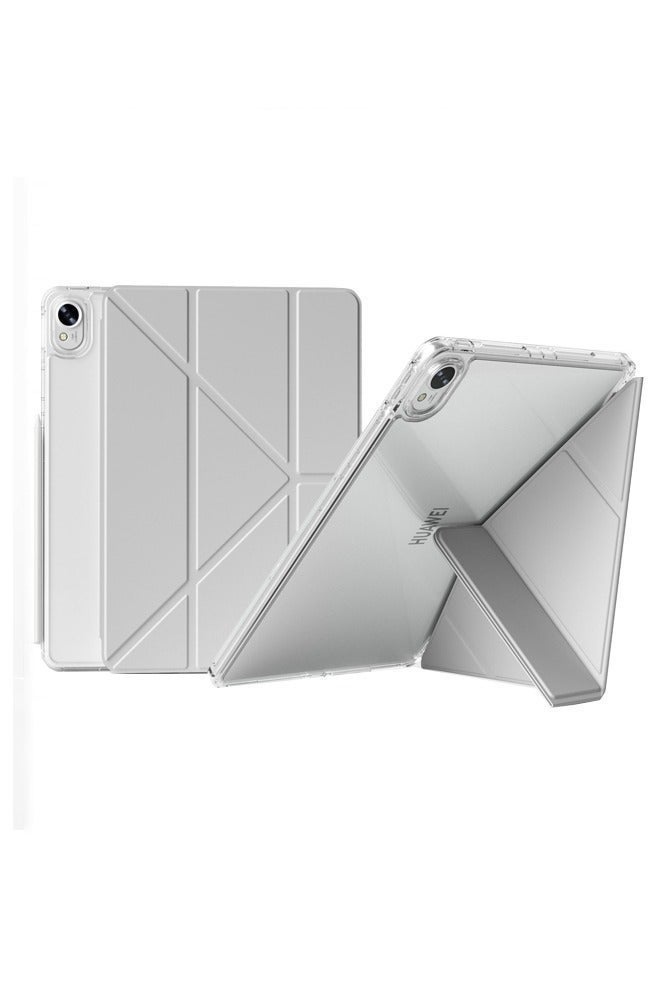 لـ HUAWEI Matepad SE 11 (2023/2024/2025) / Matepad 11 (2021/2023) غطاء الحالة ، تصميم قابل للتشوه 3 + Y ، زاوية متعددة ، غطاء اللوح الجلدي الناعم Tpu ، إيقاظ / نوم تلقائي ، رمادي - Image 1