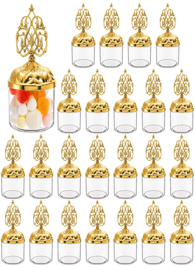 Mezchi 24 Pack Fillable Clear Favor Boxes with Gold Dome Lids, Plastic Dome Shaped Wedding Party Favor Candy Box, Decorative Candy Storage Containers for Chocolate, Cakes, Desserts, Snacks, Macaroons - Image 1