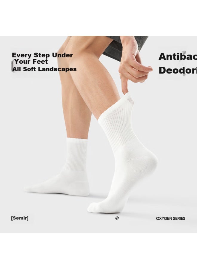 SEMIR Senma Men's 100% Cotton 10a Antibacterial Deodorant Sweat-absorbent Breathable Mid-calf Socks Casual Socks 5 Pairs Pack - Image 3