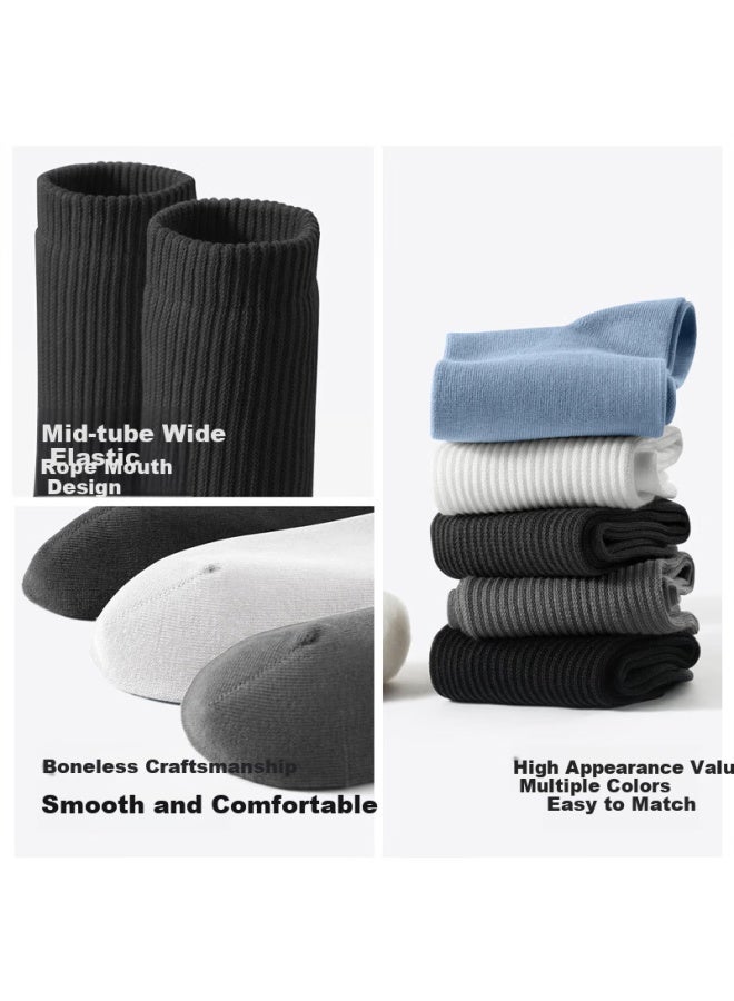 SEMIR Senma Men's 100% Cotton 10a Antibacterial Deodorant Sweat-absorbent Breathable Mid-calf Socks Casual Socks 5 Pairs Pack - Image 2
