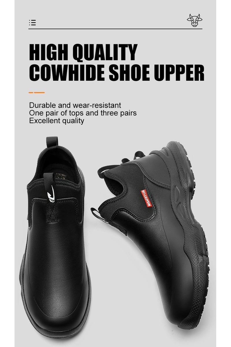 general Chef anti-slip shoes kitchen leather oil-proof and waterproof work shoes men's and women's non-slip restaurant shoes - Image 4