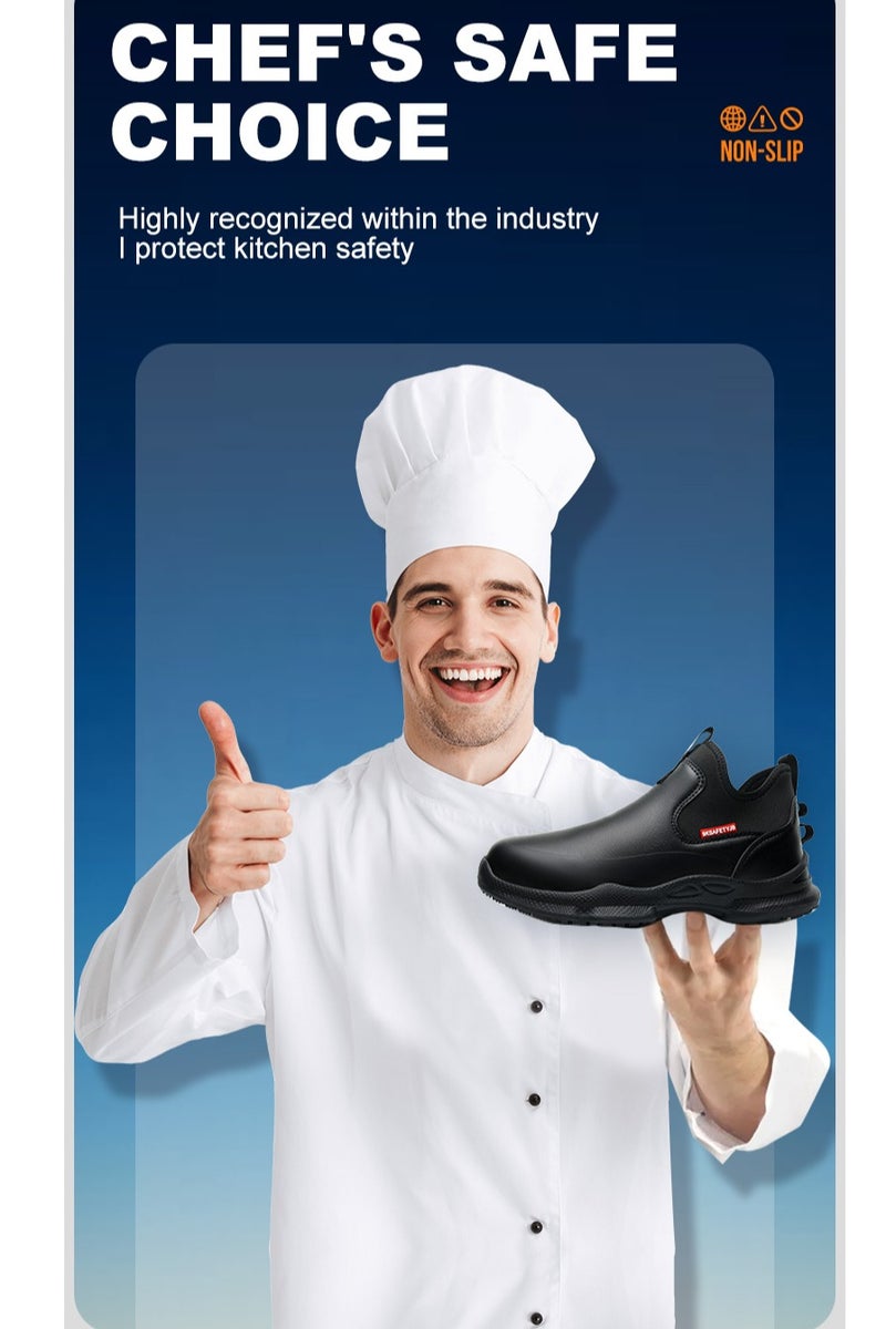 general Chef anti-slip shoes kitchen leather oil-proof and waterproof work shoes men's and women's non-slip restaurant shoes - Image 2