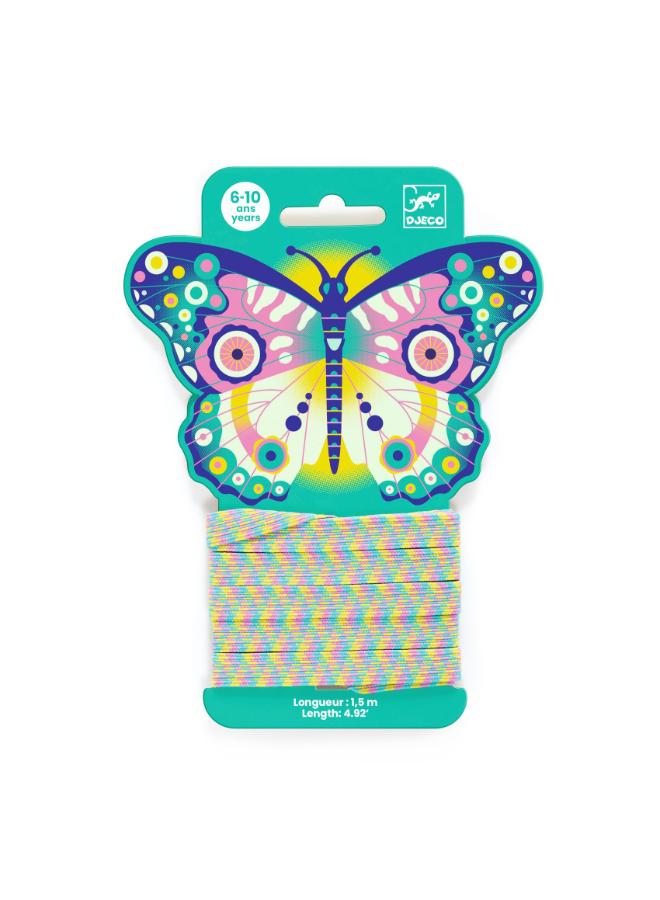 Djeco Chinese Jump Rope Butterfly, 1.5 m Elastic Loop for Classic Playground Games, Indoor or Outdoor Fun, Solo or Group Play, Helps Develop Coordination, Concentration, Motor Skills - Image 1