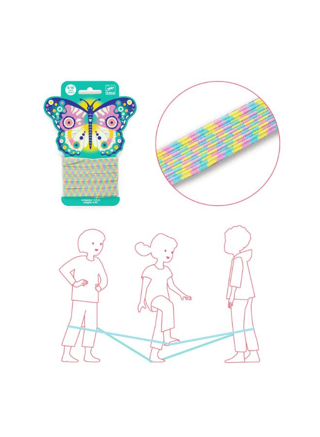Djeco Chinese Jump Rope Butterfly, 1.5 m Elastic Loop for Classic Playground Games, Indoor or Outdoor Fun, Solo or Group Play, Helps Develop Coordination, Concentration, Motor Skills - Image 3