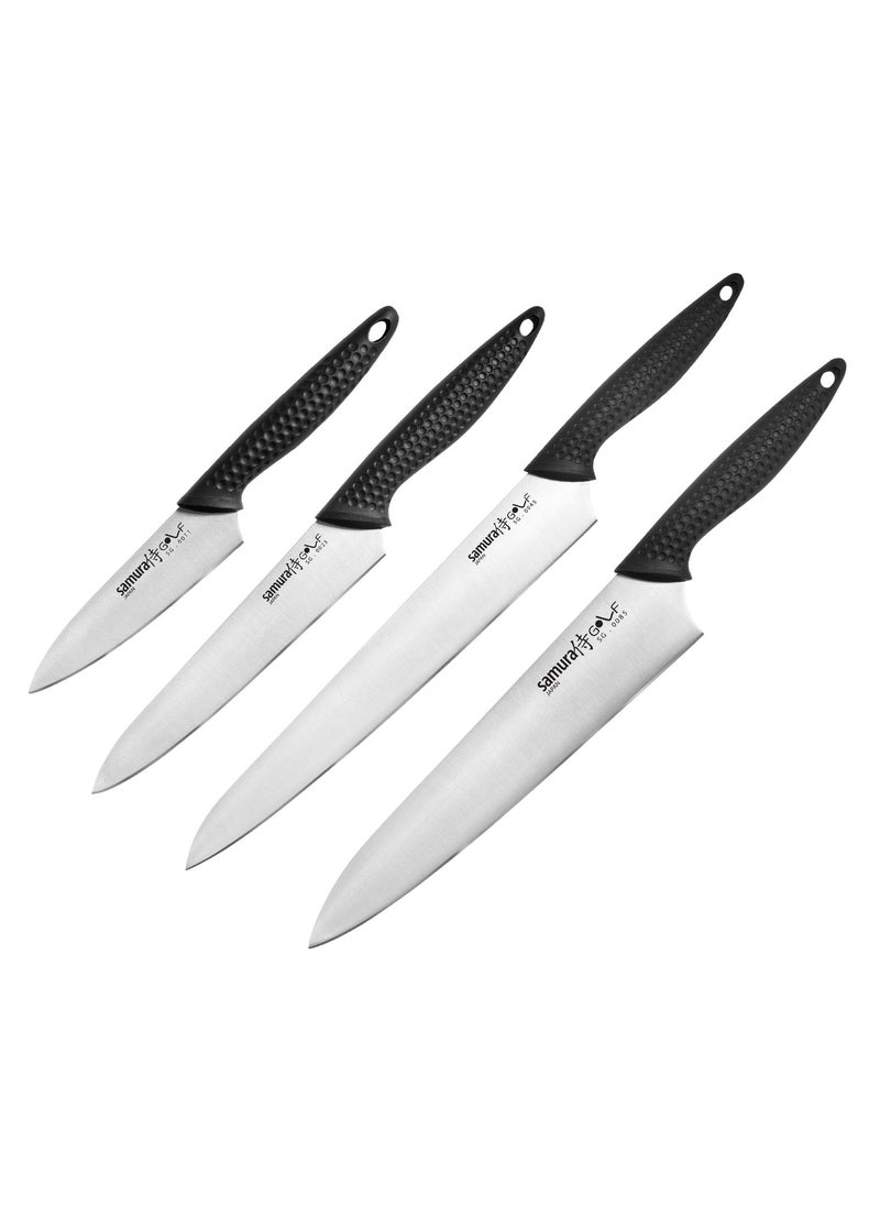 Samura - Samura Golf Set of 4 Kitchen Knives | Paring Knife, Utility Knife, Slicing Knife, Chef's Knife | Lightweight | Polypropylene Handle | Stainless Steel Blade | Corrosion Resistant | Manganese Coating - Image 1