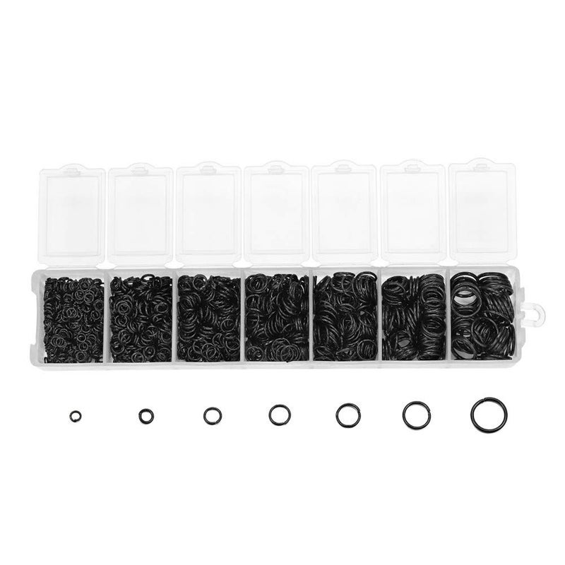 1370pcs Assorted 7 Sizes 3mm10mm Round Open Jump Ring Split Rings Jewellery Findings Connector for Earring Bracelet Necklace Keychain Accessories Black