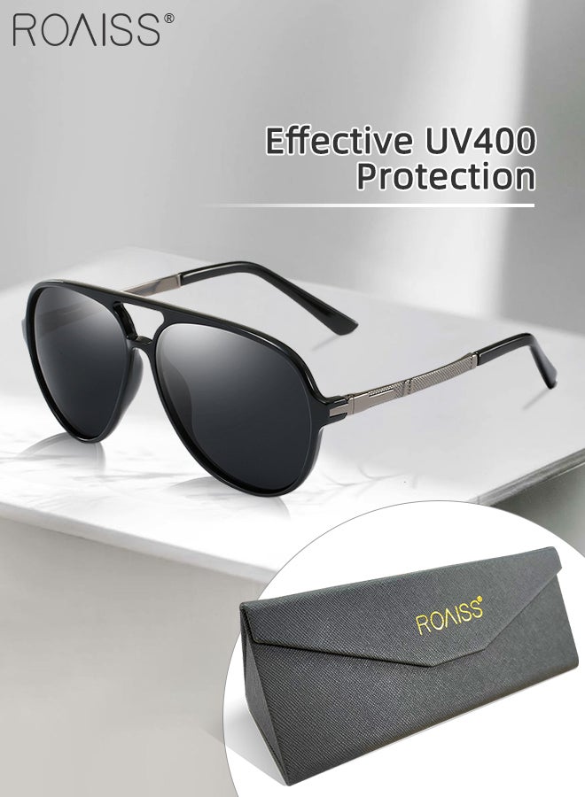roaiss Men's Aviator Polarized Sunglasses, UV400 Protection Sun Glasses with Elastic TR90 temples, Fashion Anti-Glare Sun Shades for Driving, Fishing, Traveling, 58mm - Image 1