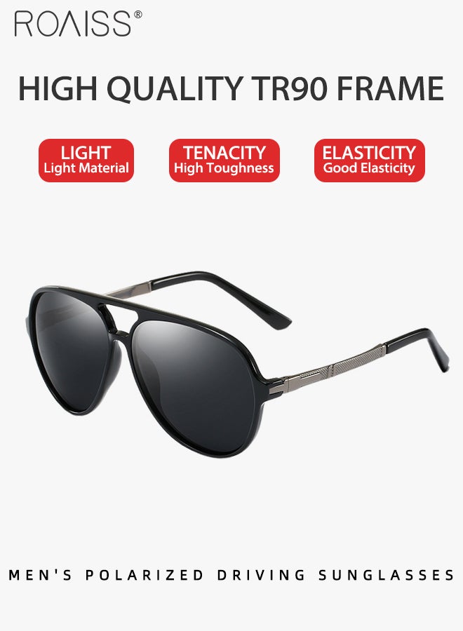 roaiss Men's Aviator Polarized Sunglasses, UV400 Protection Sun Glasses with Elastic TR90 temples, Fashion Anti-Glare Sun Shades for Driving, Fishing, Traveling, 58mm - Image 5