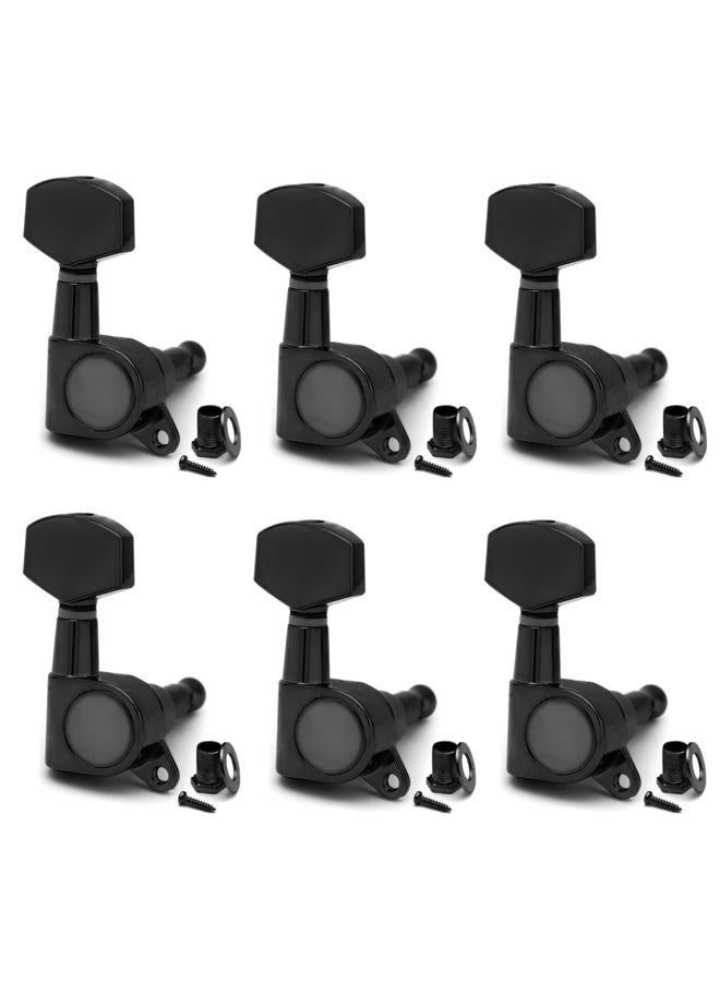 SAPHUE 6 Pieces 6R Guitar tuner pegs,Big Square Sealed guitar tuning pegs tuners machine heads,for Acoustic or Electric Guitar (Black) - Image 1