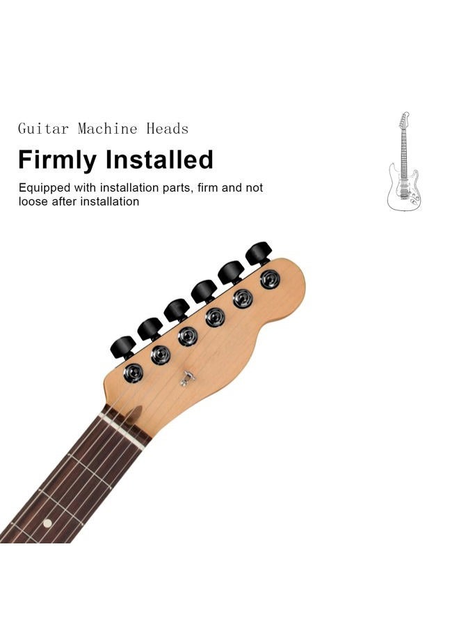 SAPHUE 6 Pieces 6R Guitar tuner pegs,Big Square Sealed guitar tuning pegs tuners machine heads,for Acoustic or Electric Guitar (Black) - Image 4