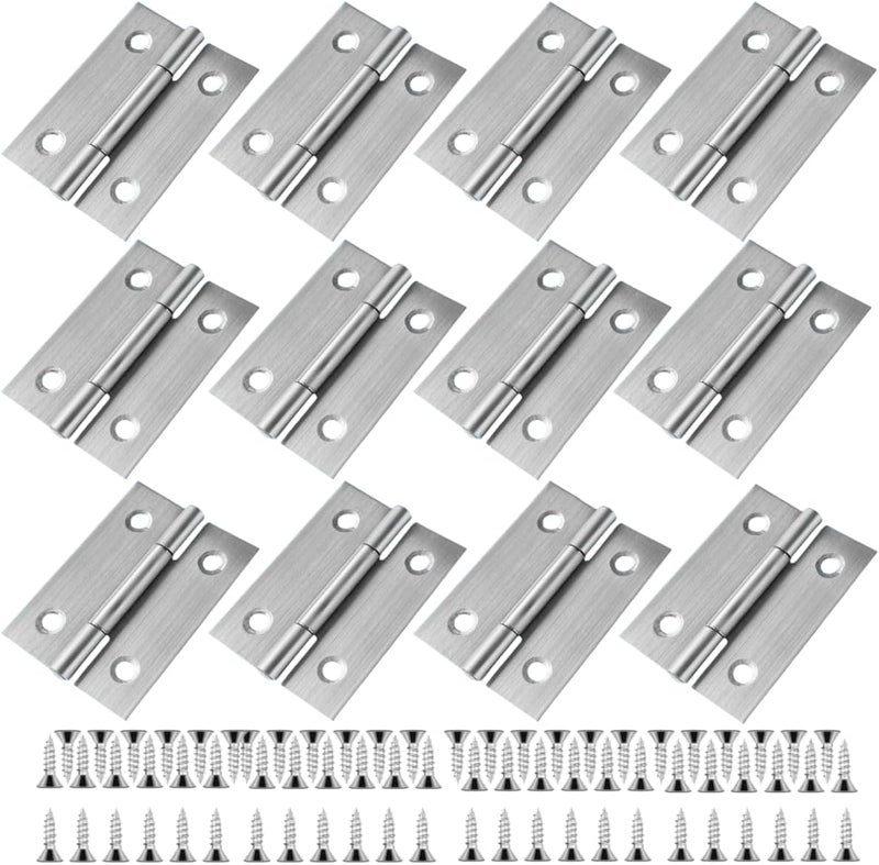 KimYaa 12 PCS 2 inches Door Hinge Cabinet Door Hinges Stainless Steel, Home Furniture Use, for Door, Window Case Lid, Wooden Box Chest, SS - Image 1