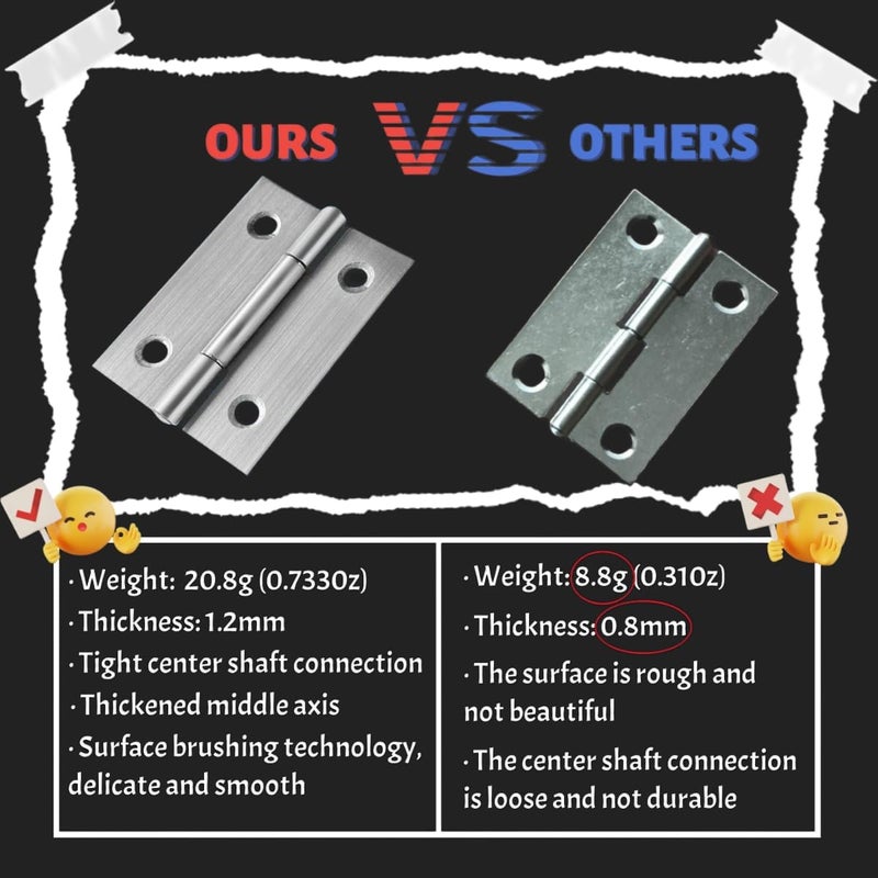 KimYaa 12 PCS 2 inches Door Hinge Cabinet Door Hinges Stainless Steel, Home Furniture Use, for Door, Window Case Lid, Wooden Box Chest, SS - Image 2