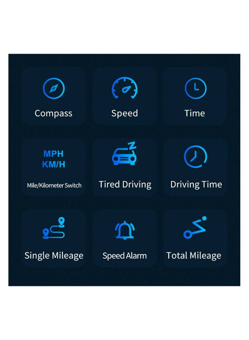 GPS Speedometer for Cars, Heads Up Display (HUD), Digital MPH/KM Speed Display for Cars and Motorcycles, Multi-Function HUD with Compass and Speed Warning, Plug  Play Installation - Image 3